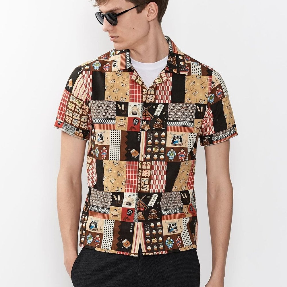 Percival SS Cuban Fit Japanese Print Button Down